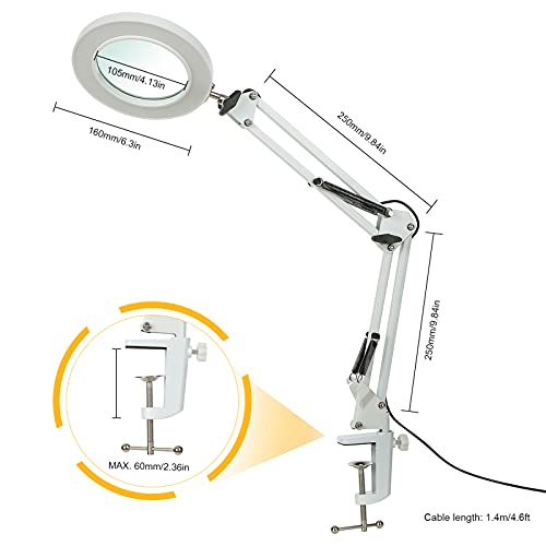 Lupenleuchte Tomshine LED-Lupenlampe mit Klemme, 8-Fache