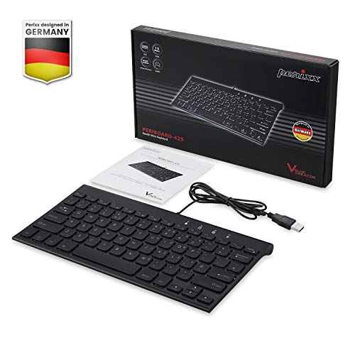 Mini-Tastatur Perixx PERIBOARD-429 DE Kleine Tastatur mit Kabel