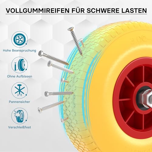 Schubkarrenrad Vollgummi Wiltec Pannensicheres PU Rad