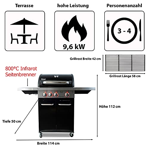 Activa-Gasgrill ACTIVA 3 Brenner Gasgrill “Black Star 400”