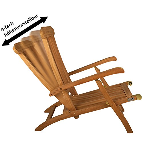 Deckchair Teak Divero Liegestuhl eleganter Deckchair Florentine