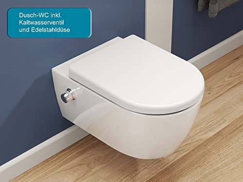 Spülrandloses WC SSWW Dusch-WC inkl. Softclose Toilettensitz
