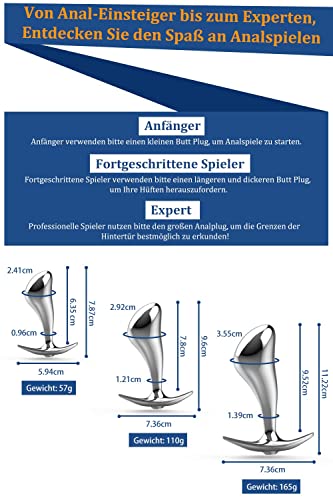 Analdusche Yivans Analplug Set (Ø24mm, Ø29mm, Ø36mm), Metall