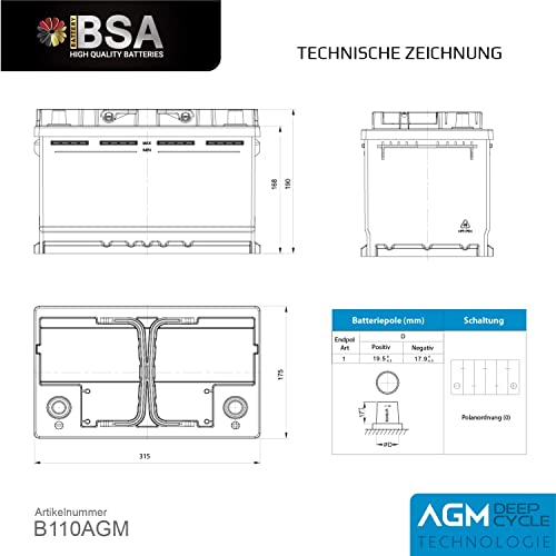 AGM-Batterie Wohnmobil BSA BATTERY HIGH QUALITY BATTERIES