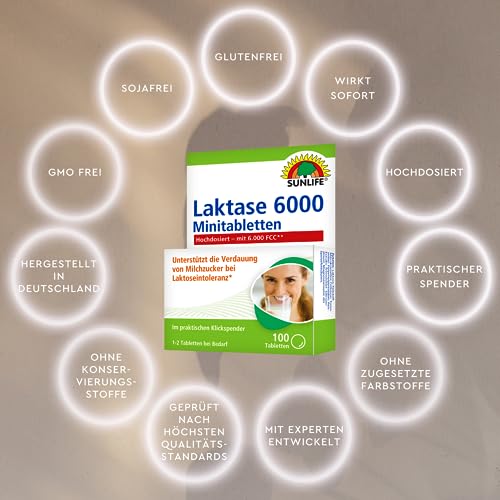 Laktase-Tabletten Sunlife Laktase 6000 Mini-Tabletten, 1 x 100