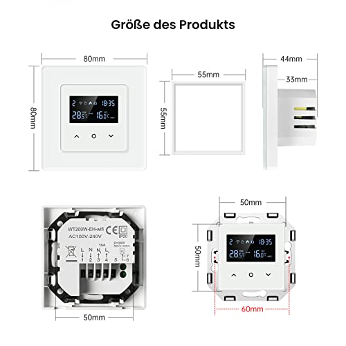 Raumthermostat Fußbodenheizung AVATTO Smart WiFi Wasser