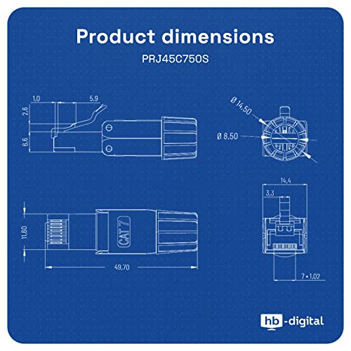 RJ45-Stecker HB-DIGITAL 1x CAT7 RJ45 Stecker Netzwerkstecker