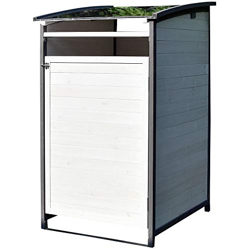 Mülltonnenbox Melko Einzelbox 120 Liter aus Holz Anthrazit/Weiß