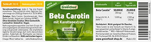 Bräunungskapseln Greenfood Beta Carotin, 50.000 i.E. (30 mg)