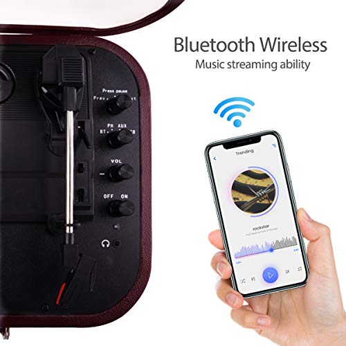 Plattenspieler mit Lautsprecher VOKSUN Plattenspieler, Bluetooth