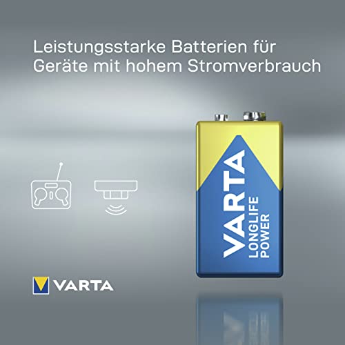 9V-Batterie Varta Batterien 9V Blockbatterie, 2 Stück, Longlife