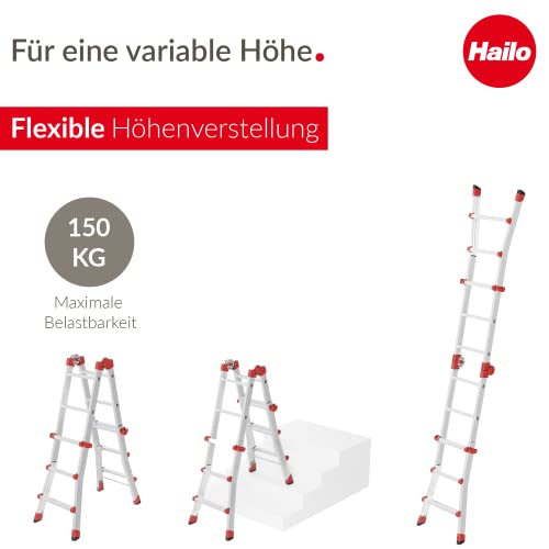 Teleskopleiter Hailo M80 Alu-Multifunktionsleiter, Schiebeleiter