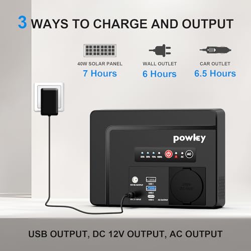 Powerbank mit Steckdose powkey 97.68Wh Tragbare Powerstation