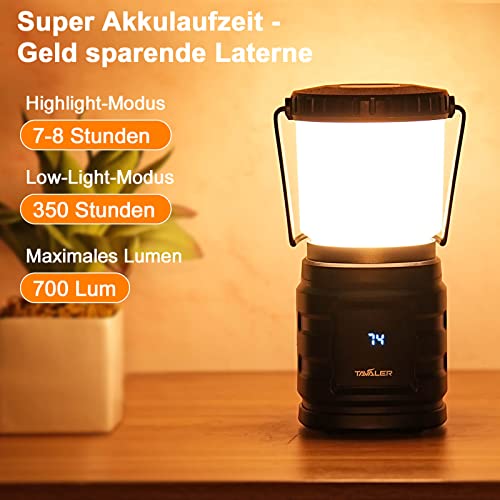 Akku-Lampe TAVALER Camping Laterne 8000 mAh Akku USB C Aufladbar