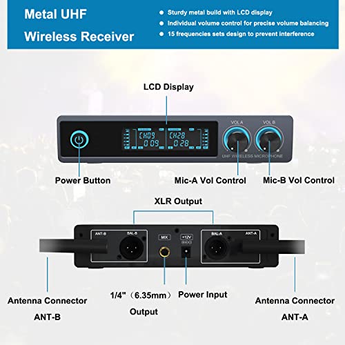 Funkmikrofon VeGue UHF Drahtloses Mikrofon, Professional Dual