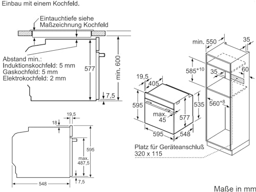 Pyrolyse-Backofen Bosch HBG675BW1 Serie 8 Einbau-Backofen