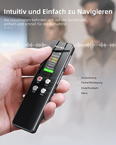 Audio-Recorder MECHEN 64GB Diktiergerät, Spracherkennung Diktafon