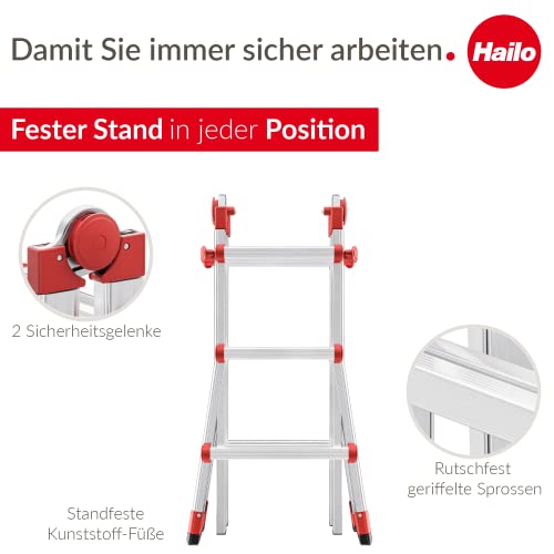 Teleskopleiter Hailo M80 Alu-Multifunktionsleiter, Schiebeleiter