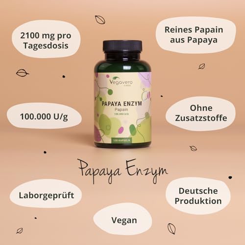 Papain Vegavero PAPAYA Enzym ® HOCHDOSIERT: 2.100 mg