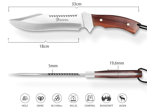 Outdoormesser NedFoss JUNGLE-KING Jagdmesser, 33cm Messer Outdoor