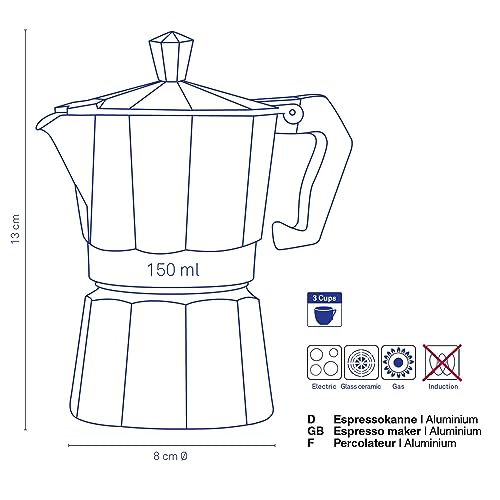 Espressokocher kela 10590, für 3 Tassen, Aluminium, Italia