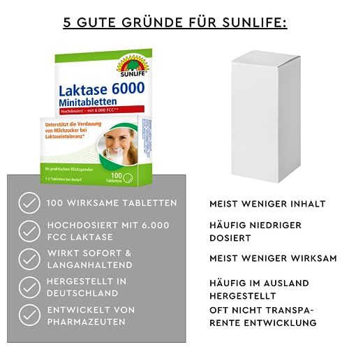 Laktase-Tabletten Sunlife Laktase 6000 Mini-Tabletten, 1 x 100