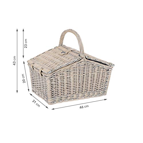 Picknickkorb 4 Personen anndora Weidenkorb Henkelkorb beige