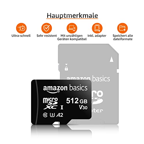 microSD (512 GB) Amazon Basics MicroSDXC, 512 GB, mit SD Adapter