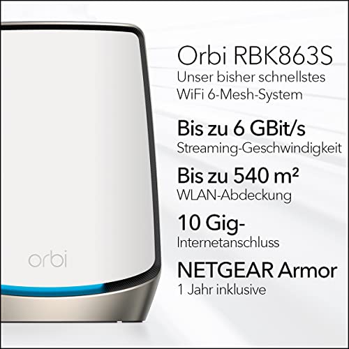 Mesh-WLAN Netgear Orbi WiFi 6 Mesh WLAN System (RBK863S)