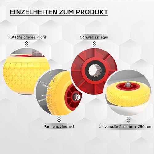 Schubkarrenrad Vollgummi Wiltec Pannensicheres PU Rad