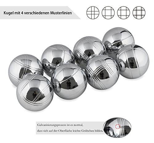 Boule Homewit Boccia Kugeln, Kugeln mit 8 Metall, 2 Holz-Kugel