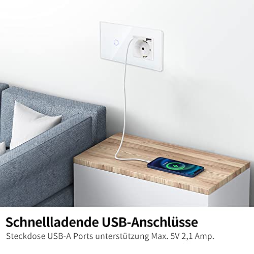 Steckdosen-Lichtschalter CNBINGO Touch Lichtschalter mit Schuko