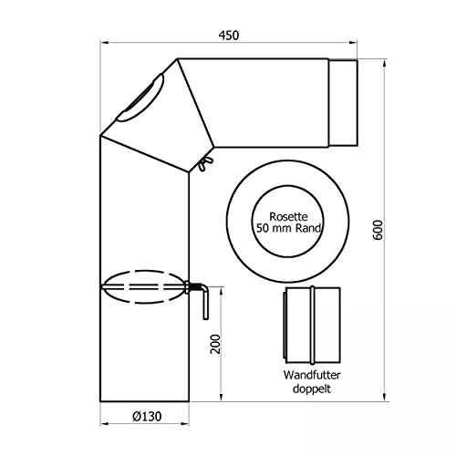 Ofenrohr raik Rauchrohr/-Set 130 mm Durchmesser