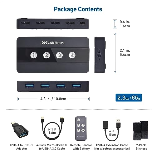 USB-Switch Cable Matters 4-Port USB 3.0 KVM Switch Hub