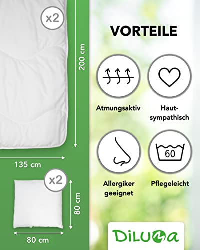 Bettdecke-und-Kissen-Set DILUMA Bettdeckenset 135×200 cm