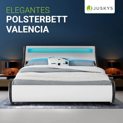 Polsterbett Juskys Valencia 140×200 cm mit LED Beleuchtung