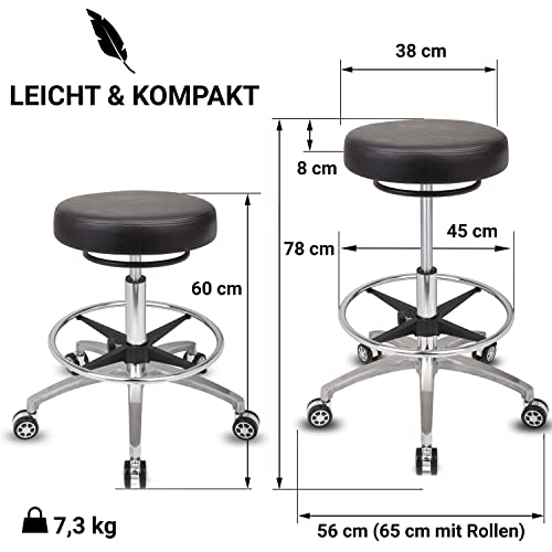 Rollhocker Staboos bis 160 kg, Rundsitz mit Ringauslösung