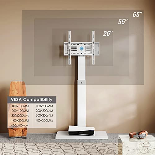 TV-Ständer FITUEYES TV Ständer Weiss mit Eisenbasis TV Standfuss