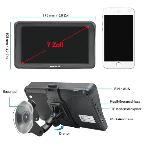 Navi mit Rückfahrkamera AWESAFE Bluetooth Navigationsgerät
