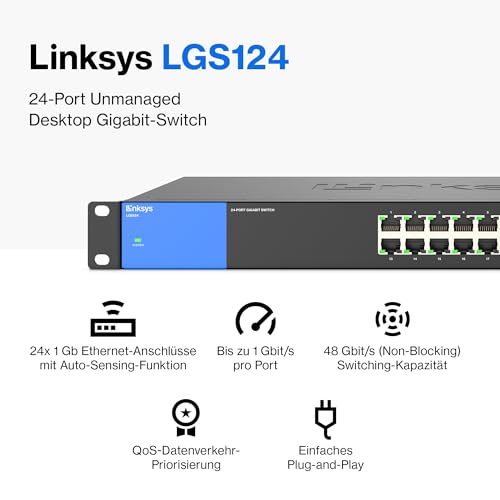 24-Port-Switch Linksys LGS124-EU 24-Port Unmanaged