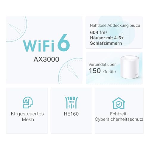 5G-Router TP-Link Deco X50 Mesh WLAN Set (3 Pack), Wi-Fi 6 AX3000