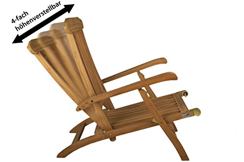 Deckchair Teak Divero Nexos Liegestuhl eleganter Deckchair Florentine