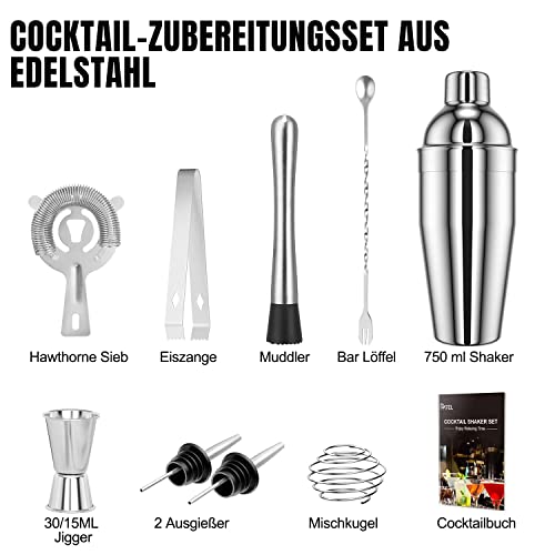 Cocktailmixer RATEL Cocktail Shaker Set, 9 Stück Edelstahl