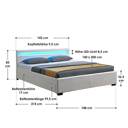 Bett 140×200 Juskys Polsterbett Lyon 140×200 cm mit Bettkasten