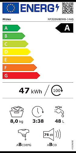 Waschmaschine energiesparend Midea MF200W80WB-14AS, 8KG