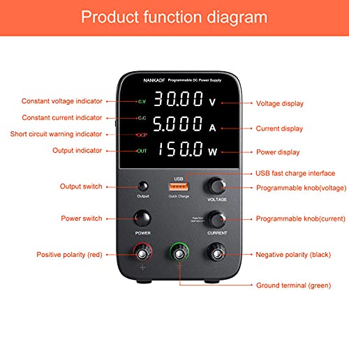 Labornetzgerät NANKADF Labornetzteil (0-30V,0-5A) DC Regelbar