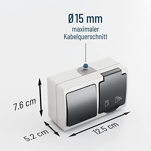 Steckdosen-Lichtschalter greate. Aufputz Schalter Steckdose