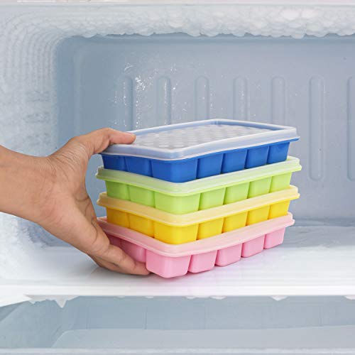 Eiswürfelform Kurtzy 4Stk Eiswürfelbehälter mit Deckel