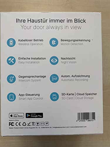 WLAN Türklingel Weber Protect 2K Video Türklingel mit Kamera