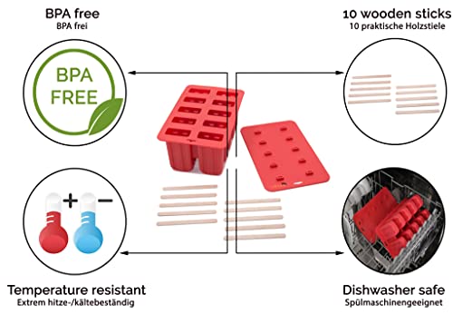 Eis-am-Stiel-Formen ZOLLNER24 10 Eisformen aus Silikon